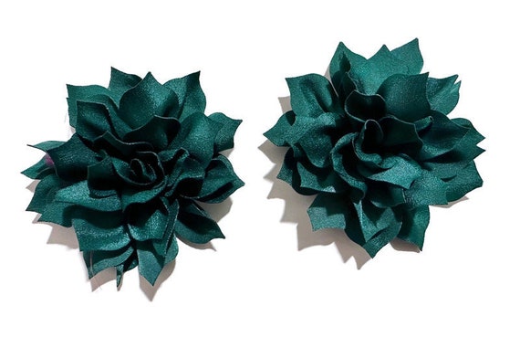 Hunter Green Dark Green Christmas clip Flower Clips, Set of 2  Deep Green, Dark Teal Clip, Wedding Hair Accessories, Christmas