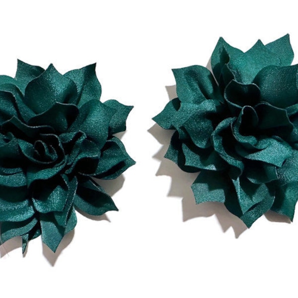 Hunter Green Dark Green Christmas clip Flower Clips, Set of 2  Deep Green, Dark Teal Clip, Wedding Hair Accessories, Christmas