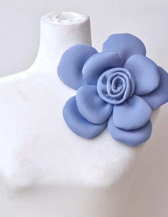 Big Flower Pin, Blue Flower Corsage boutonniere, Oversized Flower Brooch Pin