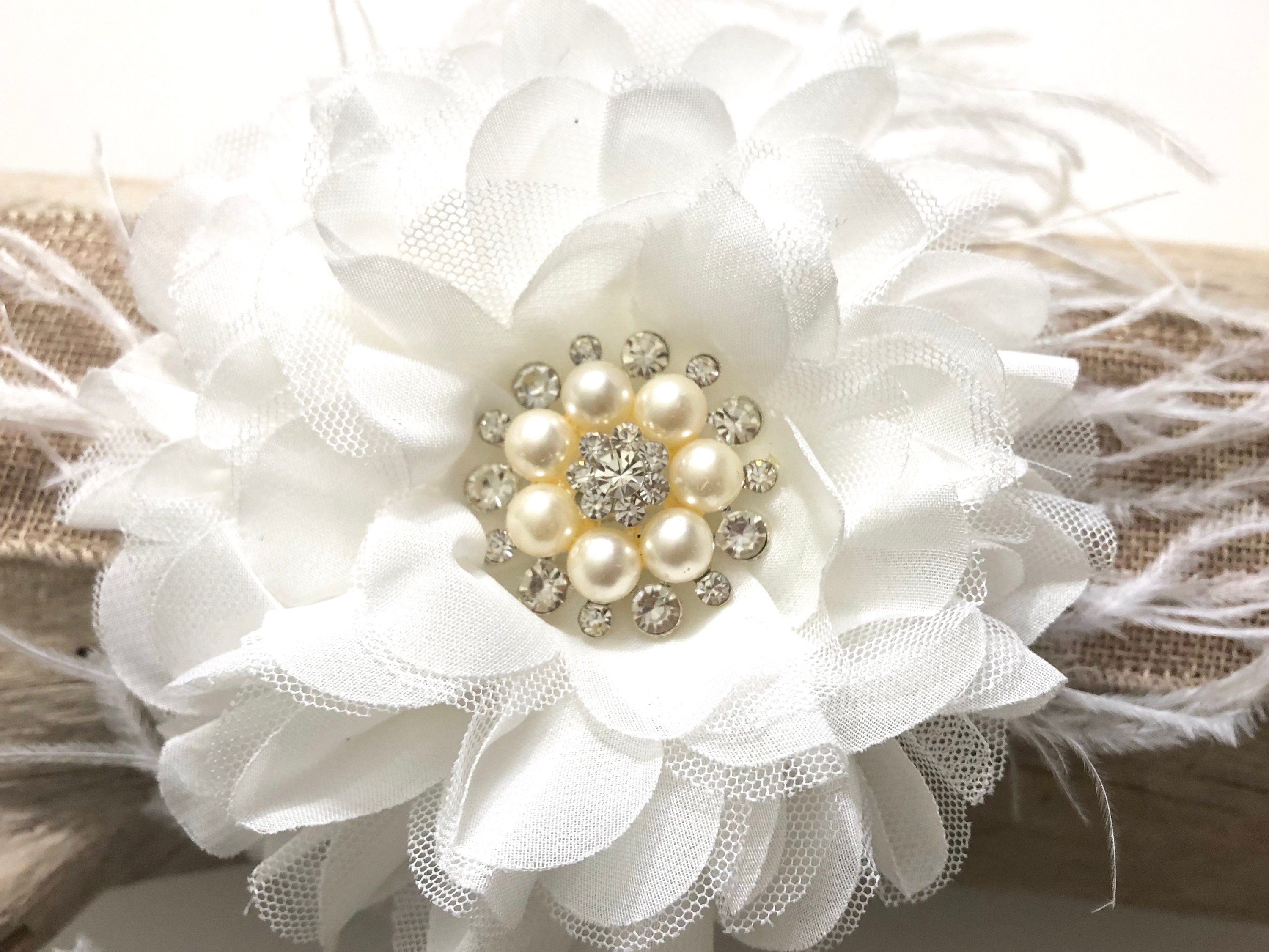 Wedding Fascinator Wedding Hair Piece White Bridal Flower Clip