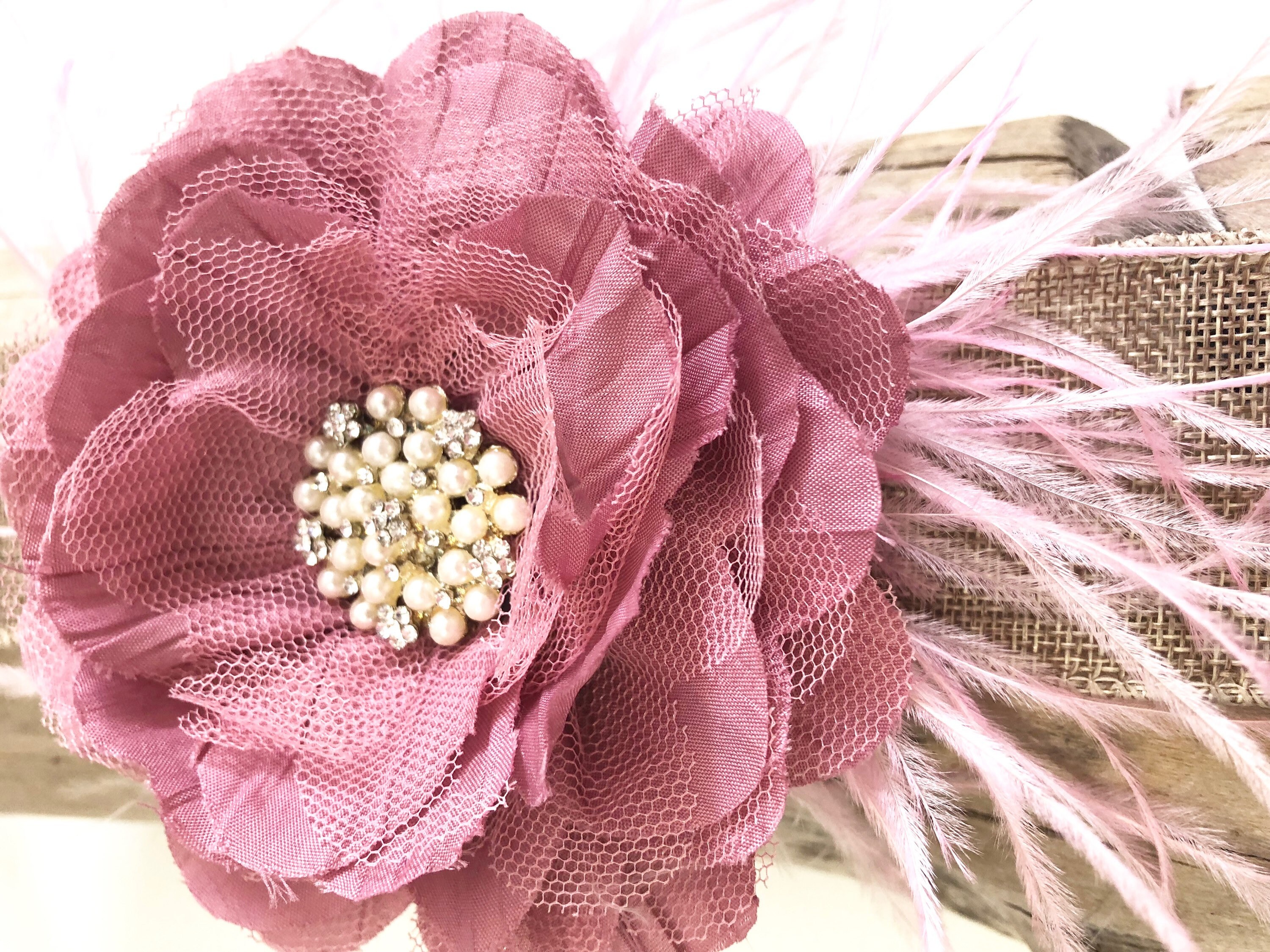 Dusty Pink Hair Clip Floral Ivory Clip Blue Floral Clip Black