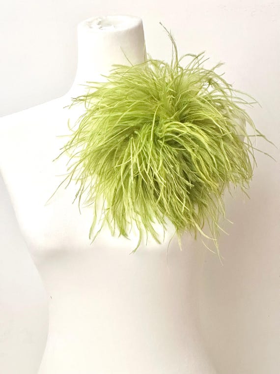 Feather Brooch boutonniere, Seaweed Green,Moss Olive Green, Beige Hot Pink,Black,Dusty Rose, Navy Oversize Feather Brooch, Feather Shoe Clip