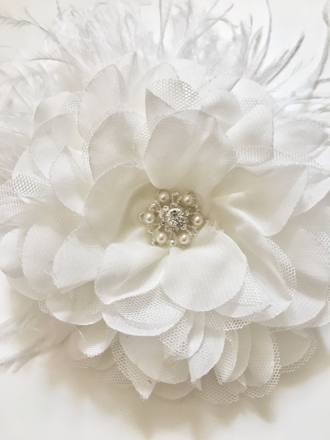 Wedding Hair Piece White Hair Fascinator Floral Crown Derby