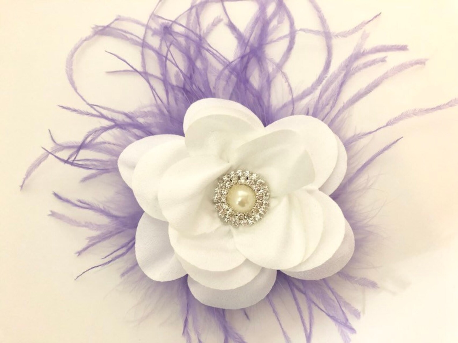 White and Lavender Hair Clip Lavender White Flower Pearl ...