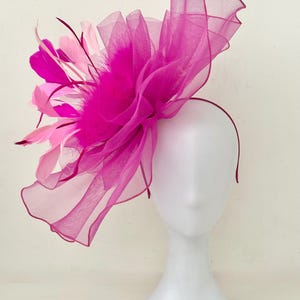 Pink Hot Pink Derby Fascinator Hat, Sheer Derby Fascinator Church Wedding Fascinator Hat, Navy, Pink White Burgundy Derby Fascinator Hat