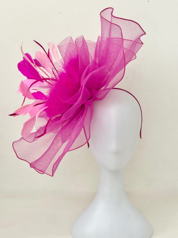 Pink Hot Pink Derby Fascinator Hat, Sheer Derby Fascinator Church Wedding Fascinator Hat, Navy, Pink White Burgundy Derby Fascinator Hat