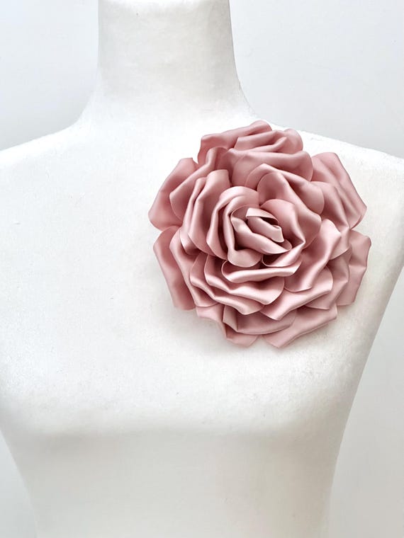Big Flower Pin, Pink Dusty Rose Flower Pin, Red Wine Flower Pin, Statement Boutonniere, Flower Corsage Pin, Ivory Red Christmas Brooch