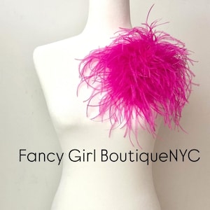 Oversize Ostrich Feather Brooch Pin: Seaweed Olive, Hot Pink & Black