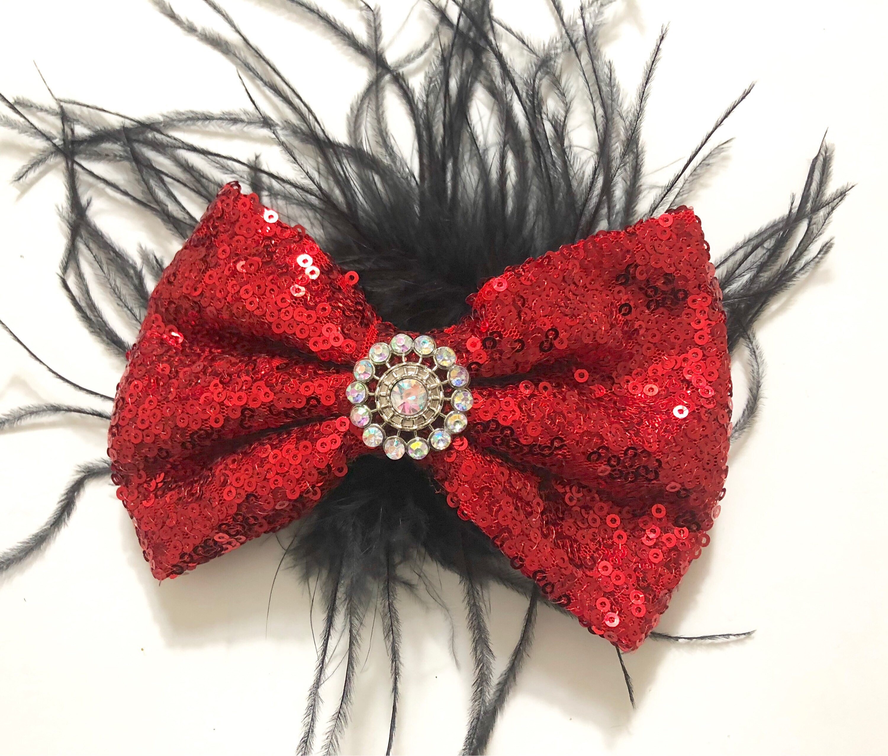 Navy Blue Bow Navy White Crystal Hair Clip Dance Costume Etsy