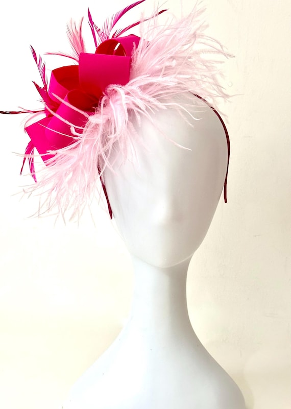 Hot Pink Kentucky Derby Hat Fascinator, Dusty Rose Pink Derby Fascinator Hat, Church Hat Wedding Fascinator, Garden High Tea Party Hat