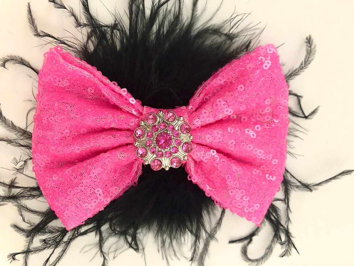 Navy Blue Bow Navy White Crystal Hair Clip Dance Costume Etsy