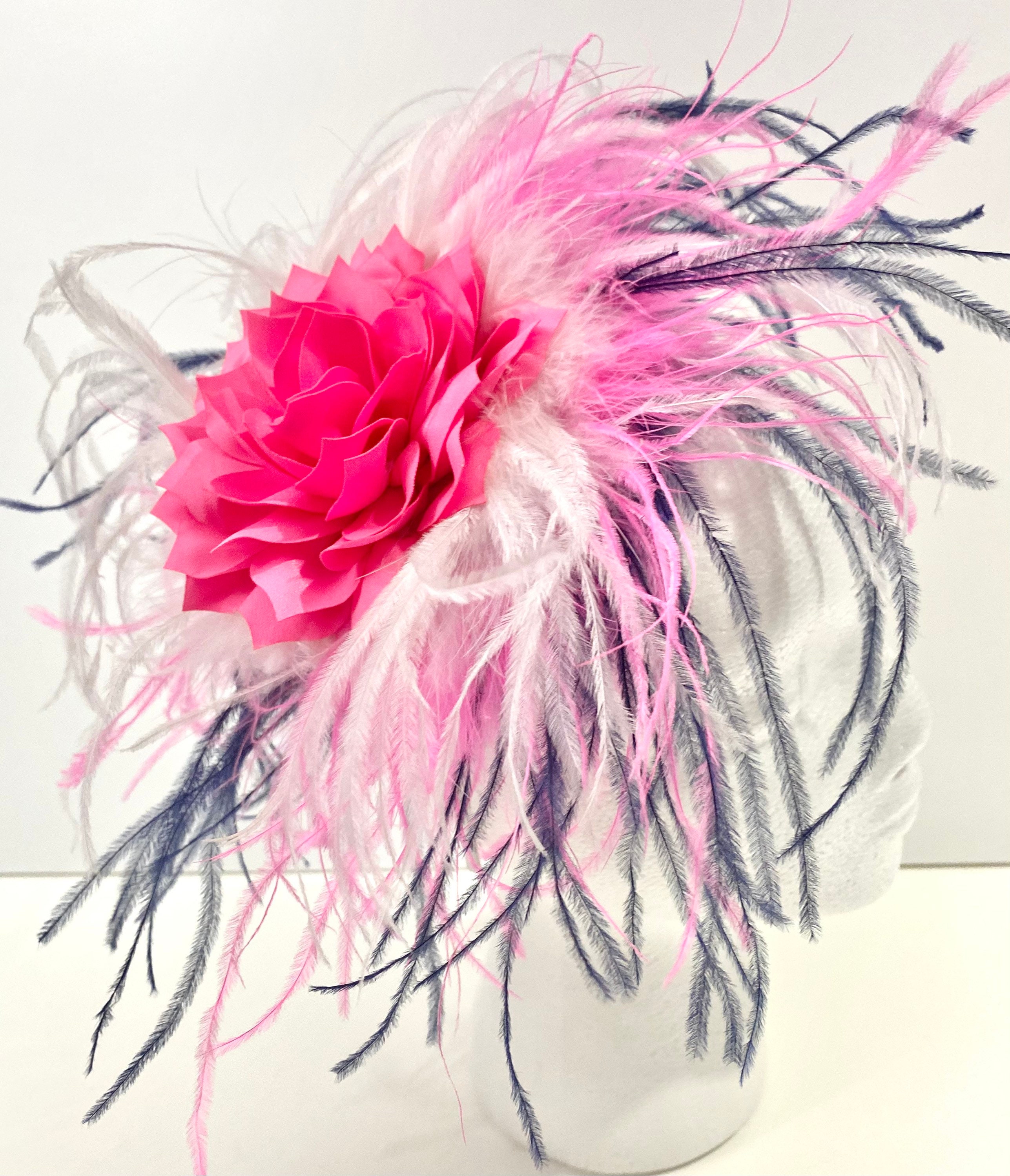 Trouwen Accessoires Haaraccessoires Fascinators & Minihoedjes Dusty Rose Hot Pink Aqua Blue Feather Fascinator Pink Hot Pink Fascinator Headband Champagne Fascinator Flower Girl Headband 