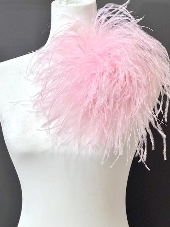Powder Pink Feather Brooch,Mocha Brown Seaweed Olive Feather Brooch Pin, Baby Blue Yellow, Black,White Blue Oversized Ostrich Feather Brooch