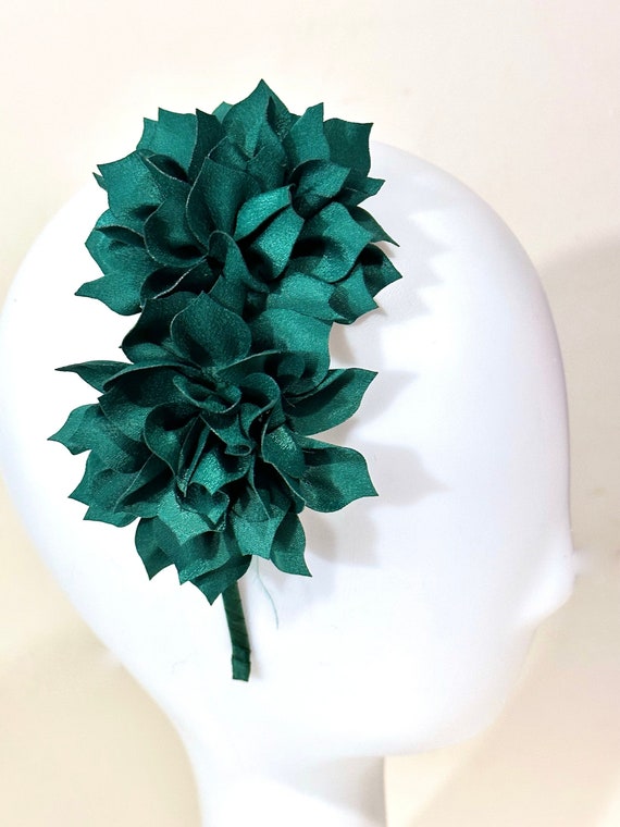 Dark Green Flower Headband, All color Flowers, Red, burgundy, Blush, Champagne Beige, Lavender, Pink, Wedding Flower Girl Headbands