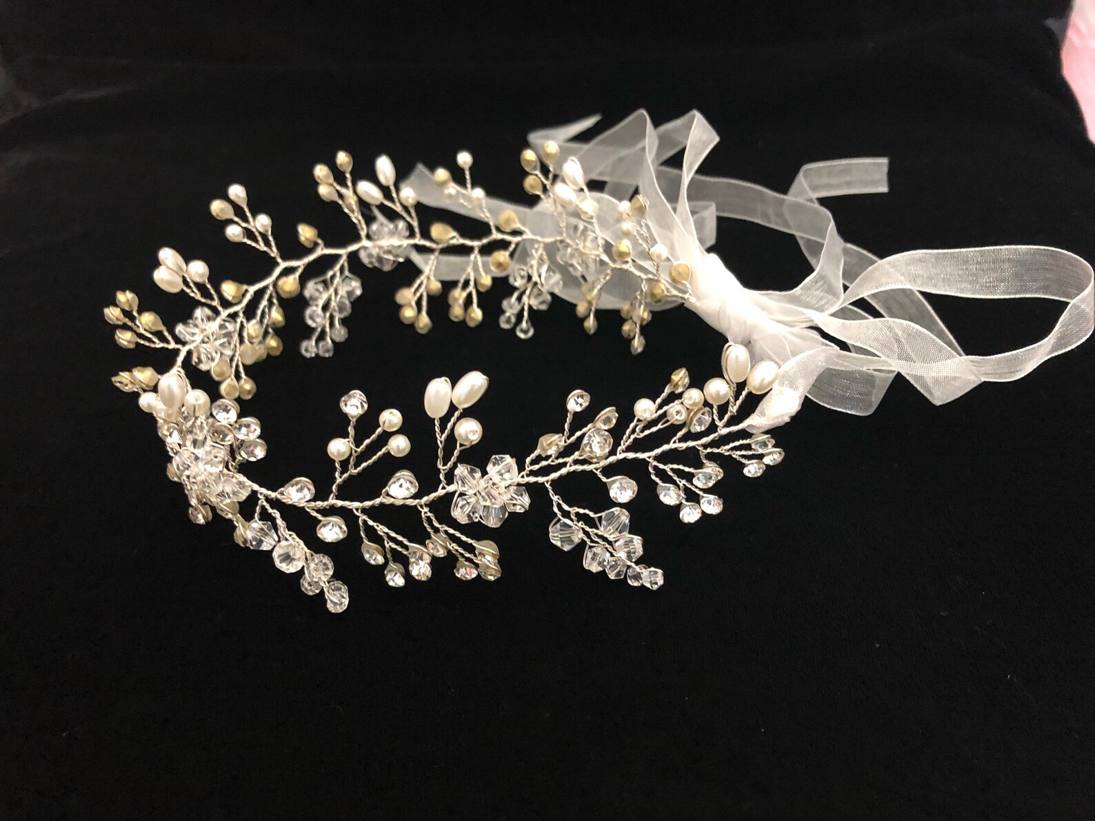 Flower Girl Crystal Headband Silver Flower Crown Flower Girl Etsy
