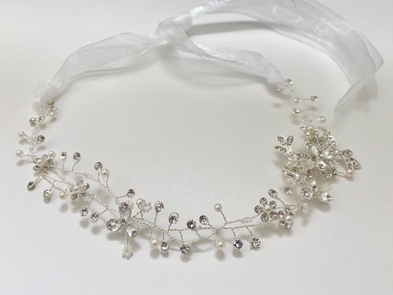 Flower Girl Hair Accessory, Silver Flower Crown, Crystal Pearl Crown,  Gold Flower Girl Baby Diamond Headband Wreath