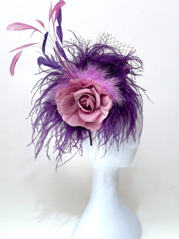 Lilac Lavender Dusty Rose Kentucky Derby Fascinator Hat, Couture Derby Fascinator Hat, Church Derby Hat, Wedding Fascinator Hat,Purple Lilac