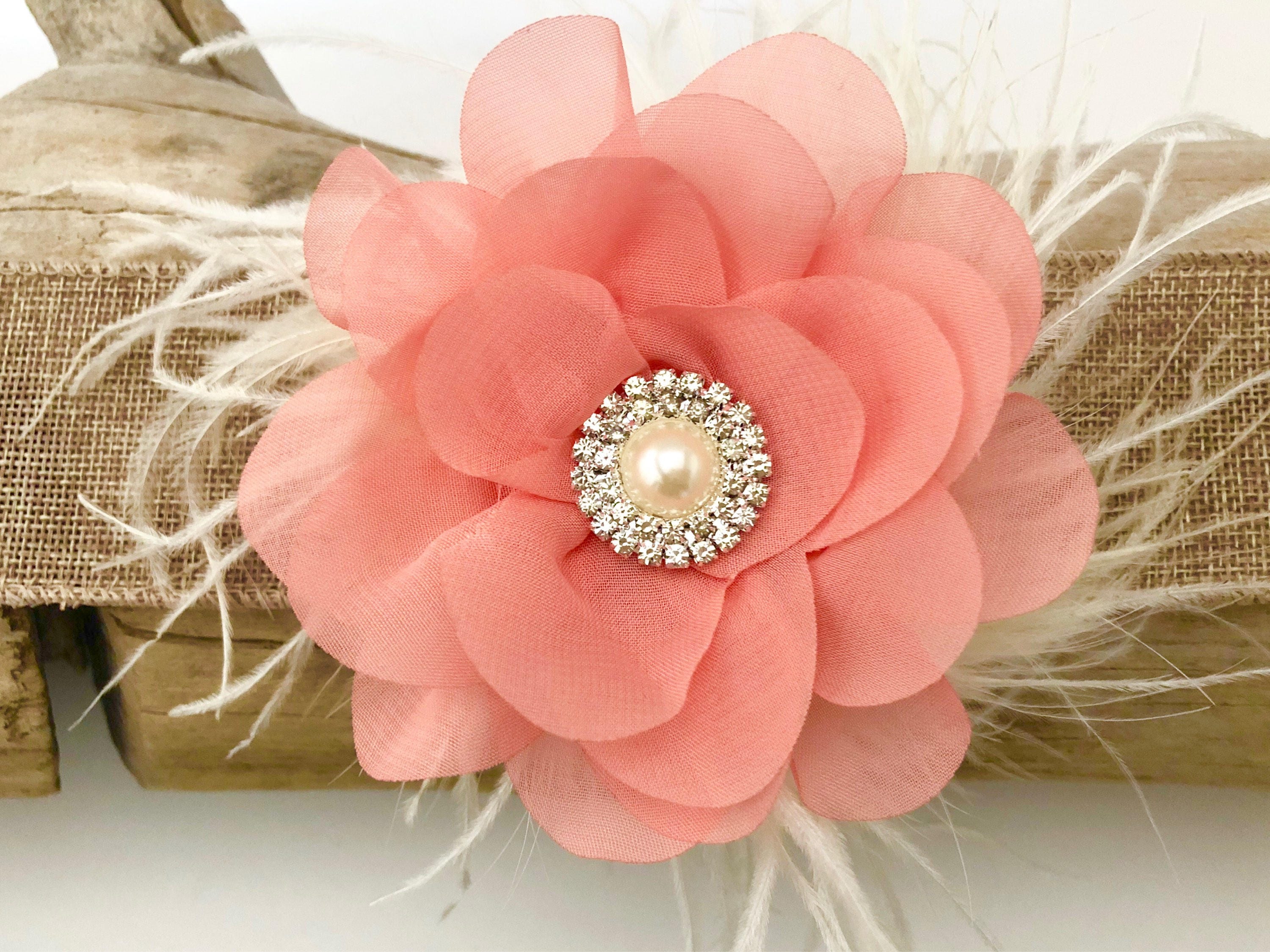 coral flower hair accessories