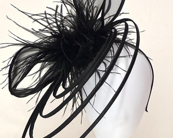 Bow Fascinator, Gold, Dusty Rose Black Feather Bow Fascinator Hat, Derby Fascinator Hat, Feather Bow Fascinator, Modern Church Tea Party Hat