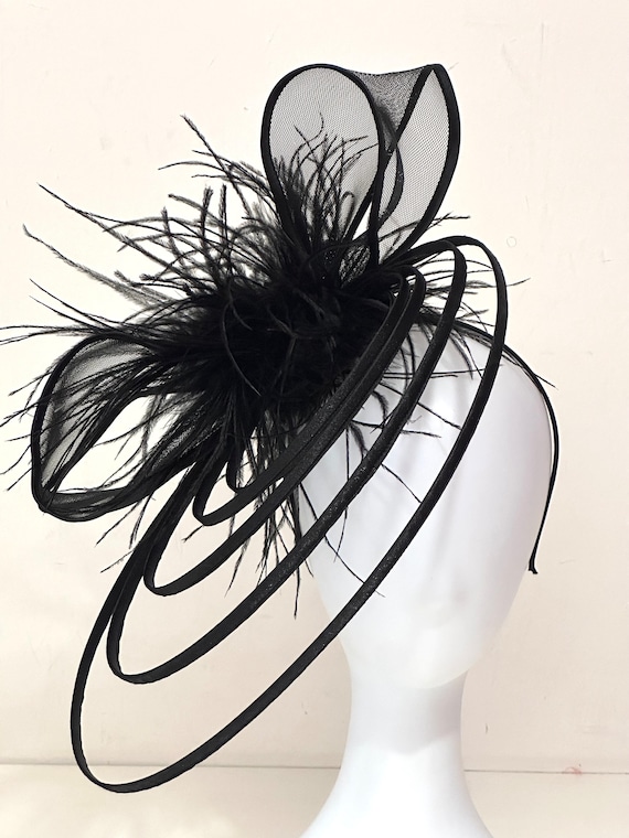 Bow Fascinator, Gold, Dusty Rose Black Feather Bow Fascinator Hat, Derby Fascinator Hat, Feather Bow Fascinator, Modern Church Tea Party Hat
