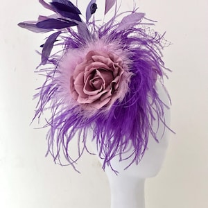 Lilac Purple Lavender Derby Fascinator Hat, Kentucky Derby Fascinator Hat, Feather Fascinator Church Hat, Wedding Fascinator, Tea Party Hat