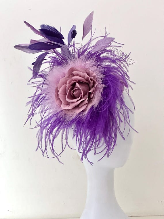 Lilac Purple Lavender Derby Fascinator Hat, Kentucky Derby Fascinator Hat, Feather Fascinator Church Hat, Wedding Fascinator, Tea Party Hat