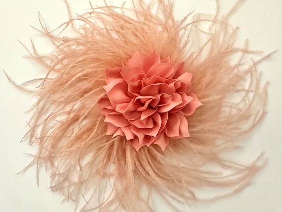 Coral Peach Fascinator Hat Clip, Peach Fuzz Fascinator Clip, Kentucky Derby Easter Wedding Fascinator Clip