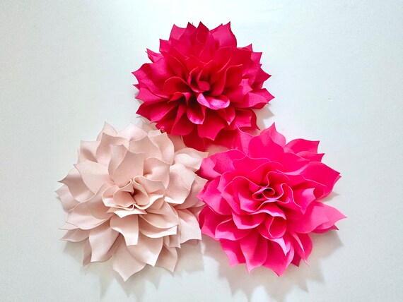 Pink, Hot Pink, Blush Flower clips, set of 3 hair clips, coral, deep, coral peach, coral clip, flower hair clips, Set of 3