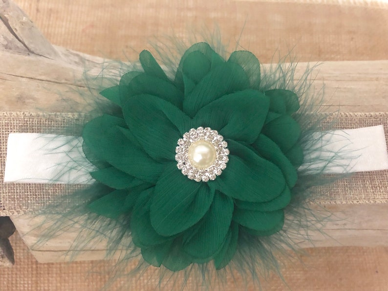Green White Hair Clip Christmas Green Headbands Emerald White Flower Clip,Christmas Hair Clip,Emerald Green Bow Christmas Hair Bows