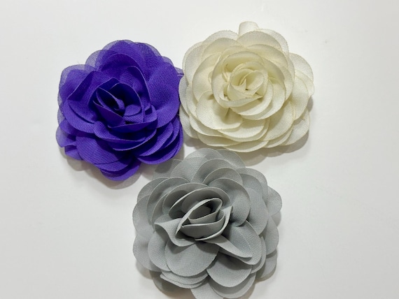 Chiffon Flower Hair Clips, Ivory Chiffon Flower Clip, White, Navy,Pink, Coral, Peach, Blush Clips, Dusty Pink Rose Wedding Flower Hair Clip