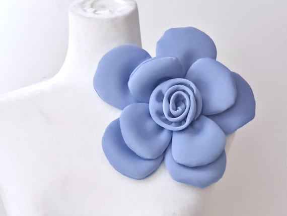 Big Flower Pin, Blue Flower Corsage boutonniere, Oversized Flower Brooch Pin