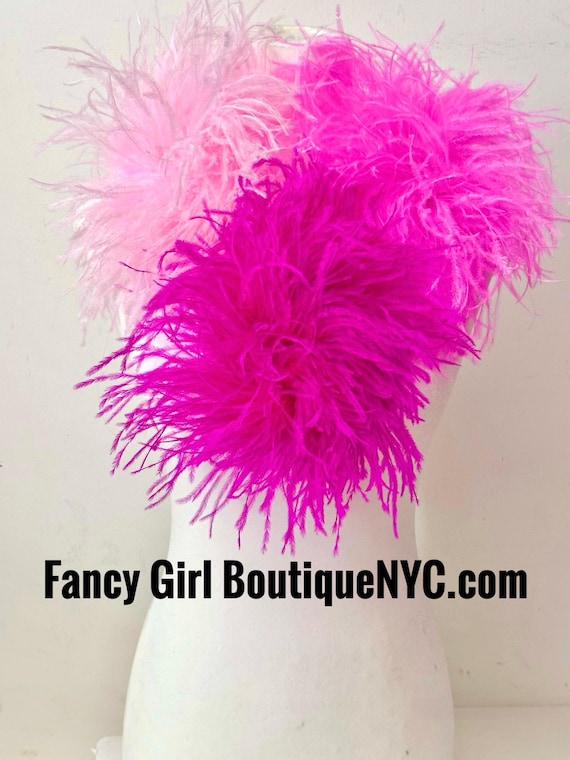 Hot Pink Feather Brooch Corsage Pin, Pale Pink Mocha Chocolate Brown,Olive Green,Red,White Beige Black,Navy large Ostrich Feather Brooch Pin