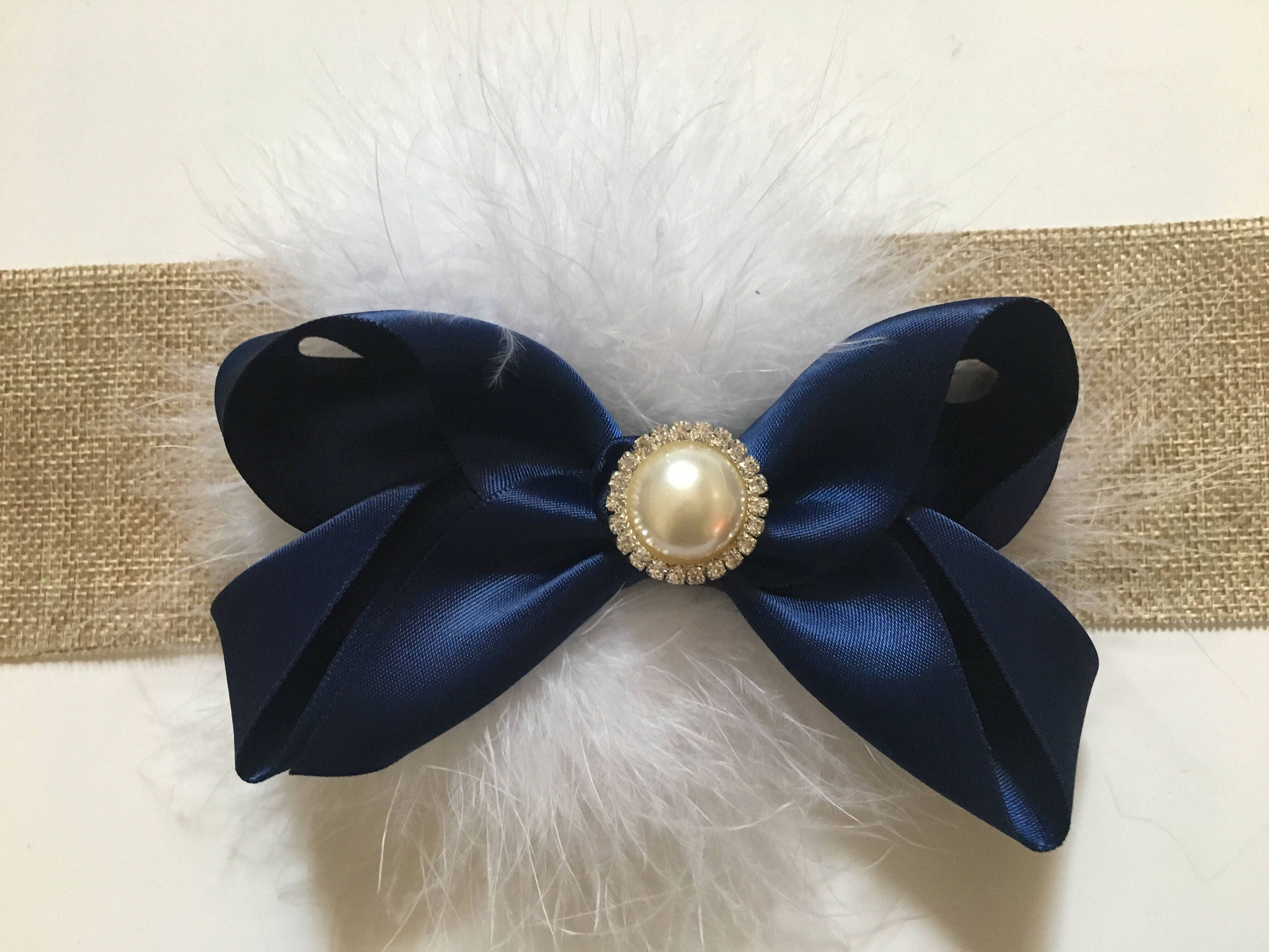 7. Navy Blue and Gold Hair Bow for Toddlers - wide 4