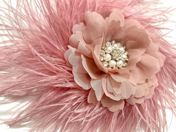 Dusty Rose Pink Mauve Feather Fascinator Hat Clip, Dusty Rose Feather Clip, Wedding Church Tea Party Fascinate