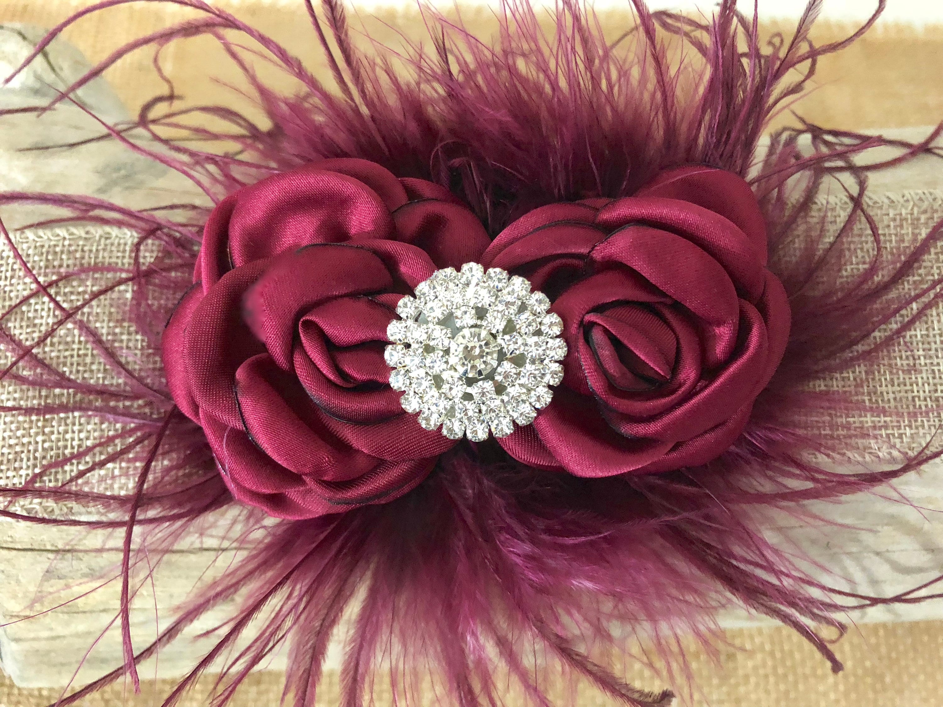 Burgundy Flower Clip Christmas Hair Clip Burgundy Flower