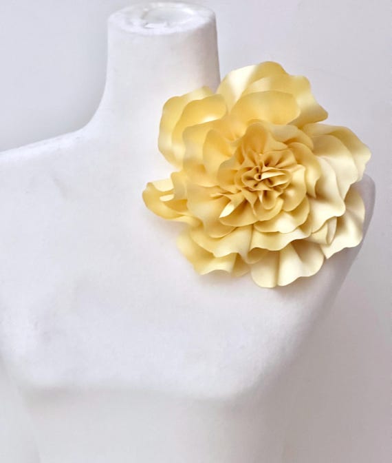 Big Flower Pin, Yellow Flower Brooch Pin, Navy Flower Brooch, Gold Metallic, Green, Sliver Gray Blue Flower Corsage Pin Boutinerre Brooch