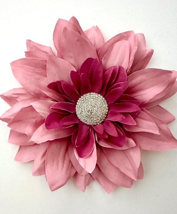 Dusty Rose Crystal Brooch Pin, Big Flower Brooch,  Dusty Rose Pink Mauve Hair Clip Brooch Pin, Big Flower Brooch, Wedding Brooch, Gift