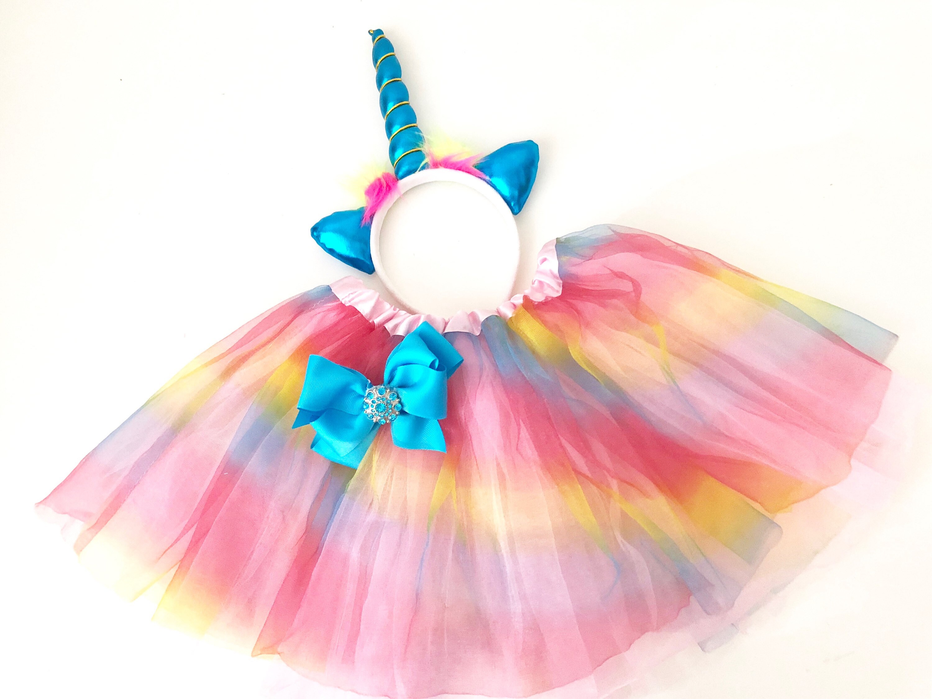 Unicorn Birthday Gift Set, Rainbow Tutu, Unicorn Headband, Metallic ...
