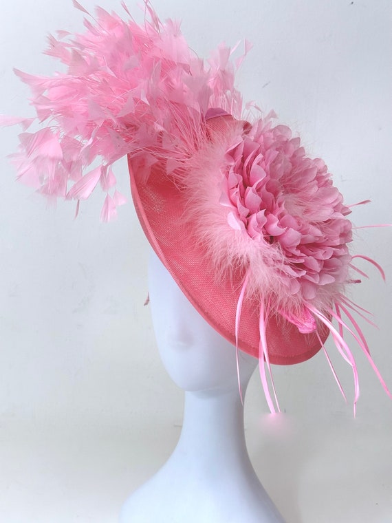 Triple Crown Derby Hat Fascinator, Big Pink Derby Hat,Hot Pink Derby Hat, Wedding Fascinator,Church Hat,  Garden Tea Hat, Ready to Ship Free