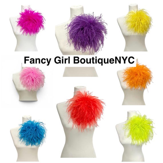 Feather Brooch Corsage Pin, All colors Custom made Orange, Pink, Yellow, Blue, Bright Pink, Chartreuse, Oversized Ostrich Feather Brooch Pin