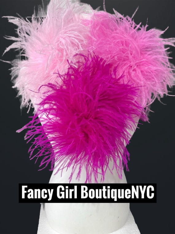 Hot Pink Feather Brooch Corsage Pin, Pale Pink Mocha Chocolate Brown,Olive Green,Red,White Beige Black,Navy large Ostrich Feather Brooch Pin