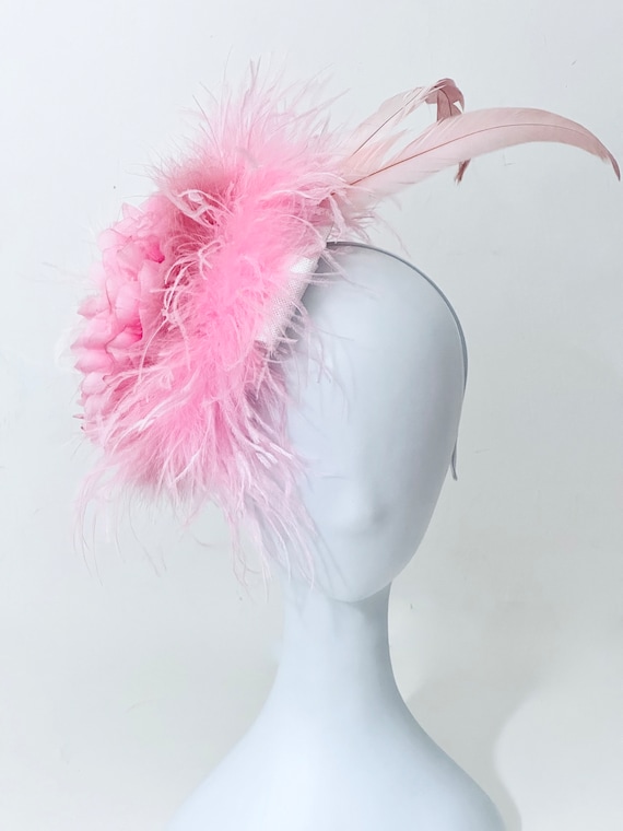 Pink Feather Kentucky Derby Fascinator Hat,Derby Feather Hat, Church Derby Wedding Pink High Tea Hat,Church Derby Hat, Wedding Fascinate