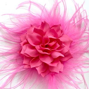 Pink Hot Pink Ostrich Feather Clip, Shocking Pink Feather Flower Clip Brooch Pin, Pink Feather Flower Brooch Pin, Custom Feather Flower Clip Bild 2