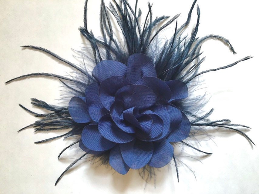 Navy Flower Clip Floral Navy Hair Clip Back To School Blue Bridal
