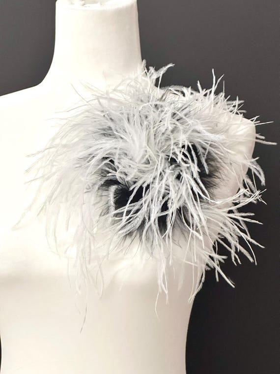 Black White Feather Brooch, Ostrich Feather Brooch Pin, All colors Ostrich Feather Brooch Pins, Feather Corsage Boutonnière,
