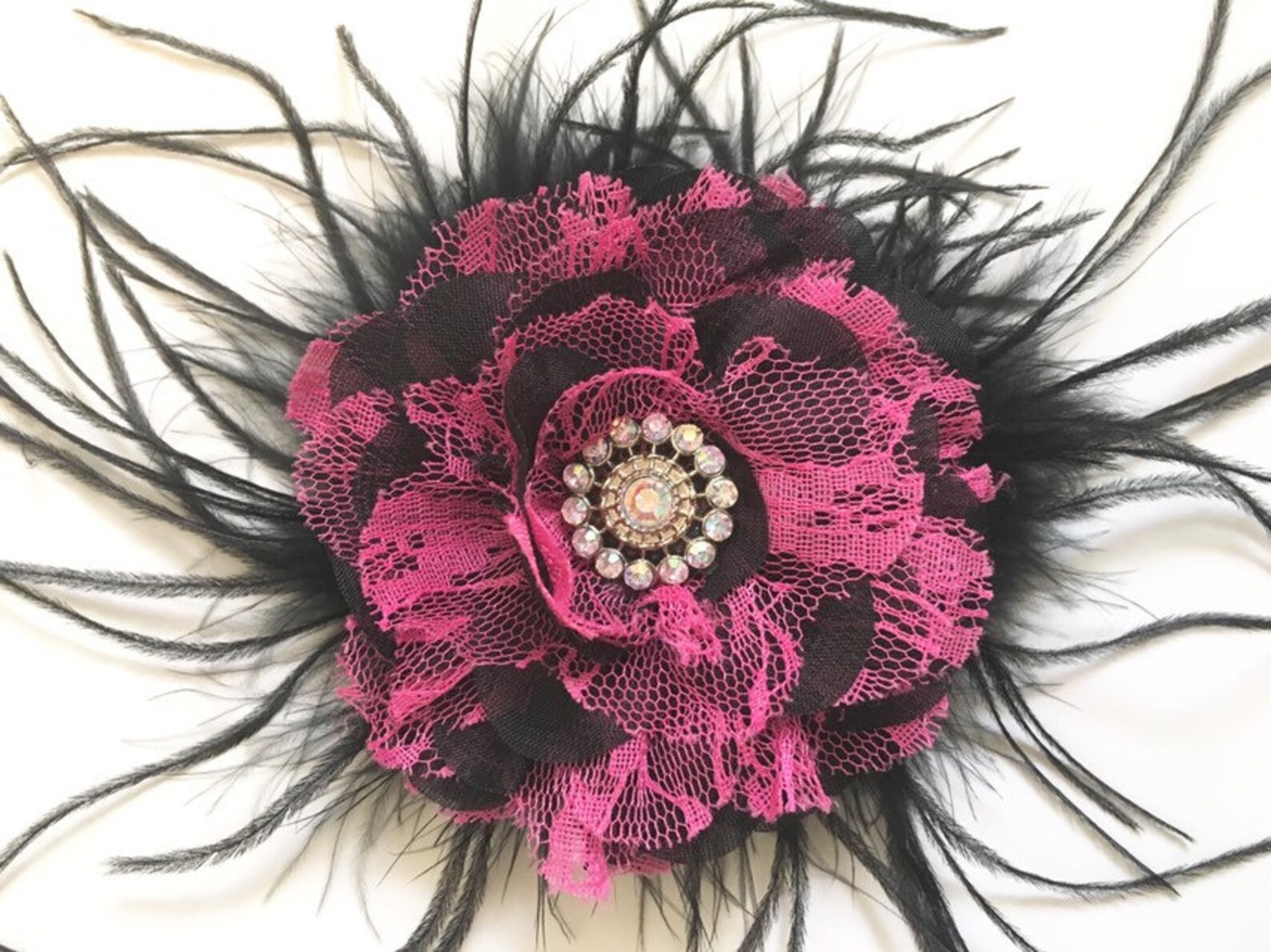 Plum Black Lace Hair Clip Deep Pink Clipfuchsia Hair Clip Etsy