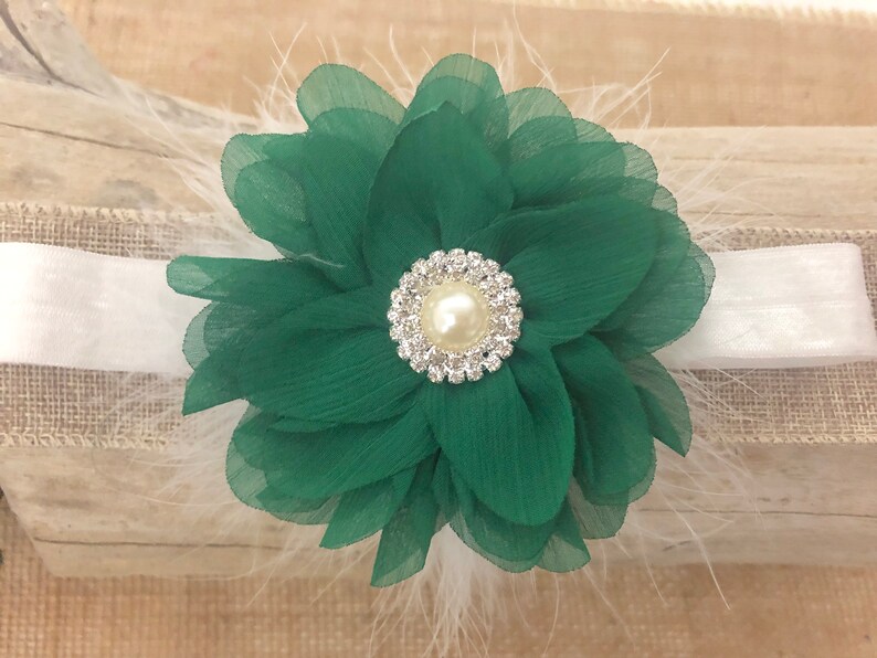Green White Hair Clip Christmas Green Headbands Emerald White Flower Clip,Christmas Hair Clip,Emerald Green Bow Christmas Hair Bows