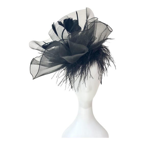 Black Feather Fascinator Hat,  Black Fascinator Hat, Modern Chic Ostrich Feather Hat,Kentucky Derby Fascinator, Custom Fascinator Hat,