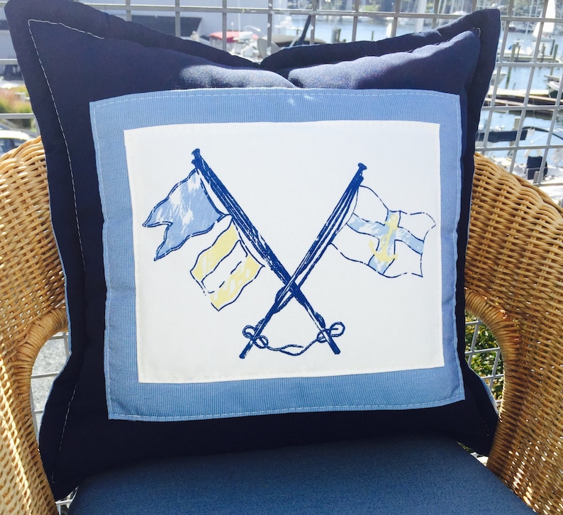 Ralph Lauren Nautical Crossed Flags INDOOR OUTDOOR Pillow covers With