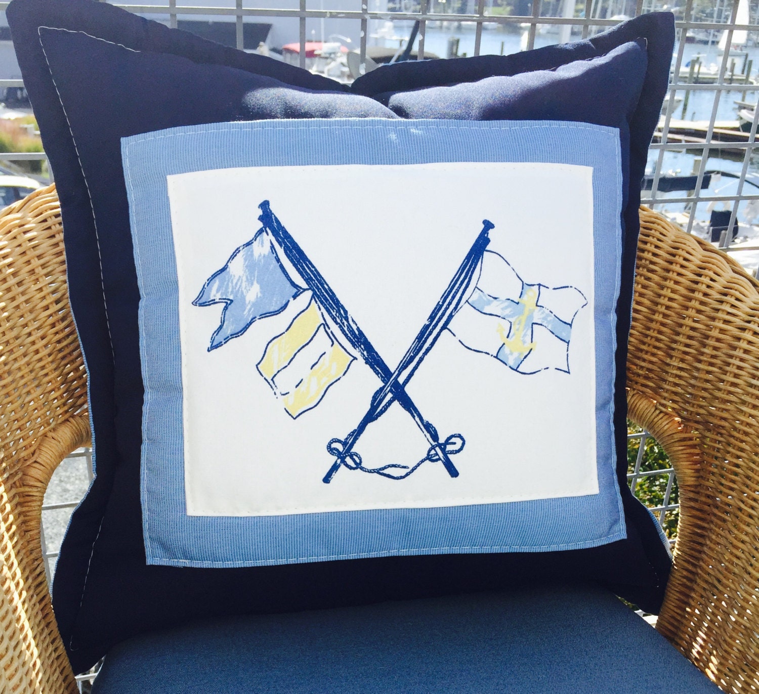Nautica grosgrain ular ribbon pillow